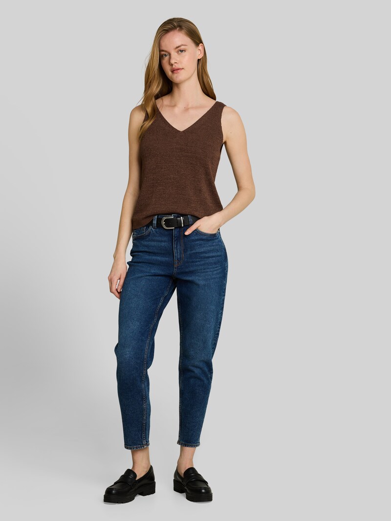 Tom Tailor Relaxed Fit Stricktop mit V-Ausschnitt - Cool Dark Brown