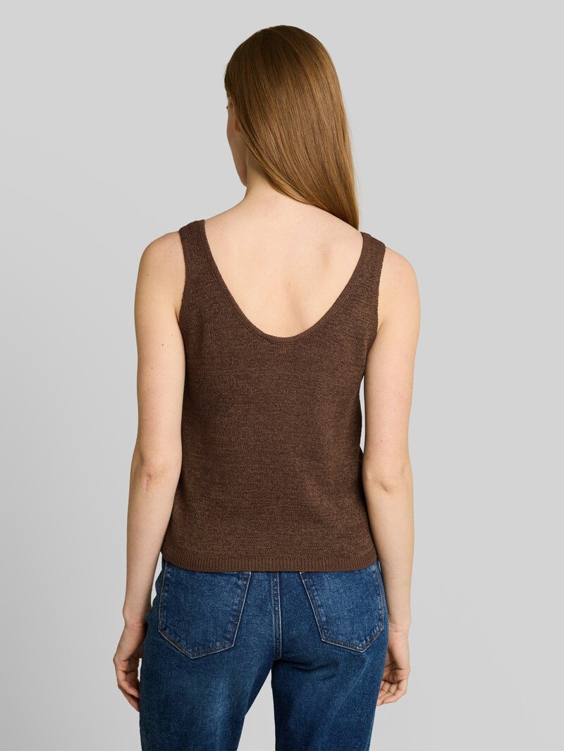 Tom Tailor Relaxed Fit Stricktop mit V-Ausschnitt - Cool Dark Brown