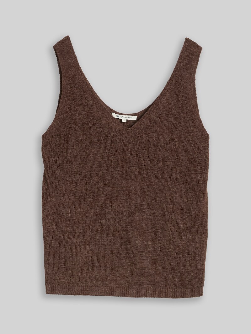 Tom Tailor Relaxed Fit Stricktop mit V-Ausschnitt - Cool Dark Brown