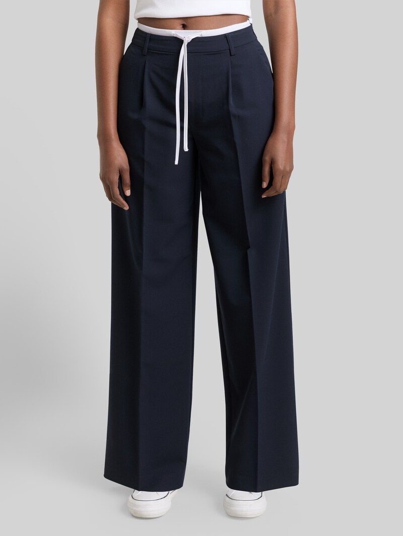 Tom Tailor Wide Leg Hose im 2-in-1-Look - Sky Captain Blue