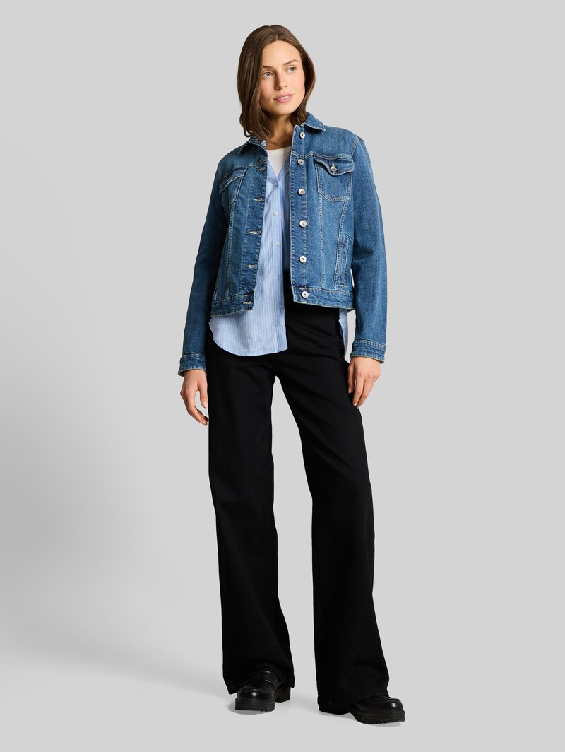 Tom Tailor Hemdbluse mit Leinenanteil - Fjord Blue Irregular Stripe
