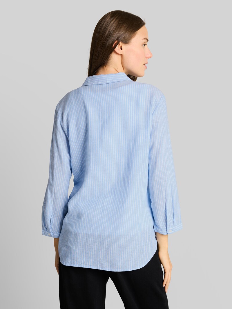 Tom Tailor Hemdbluse mit Leinenanteil - Fjord Blue Irregular Stripe