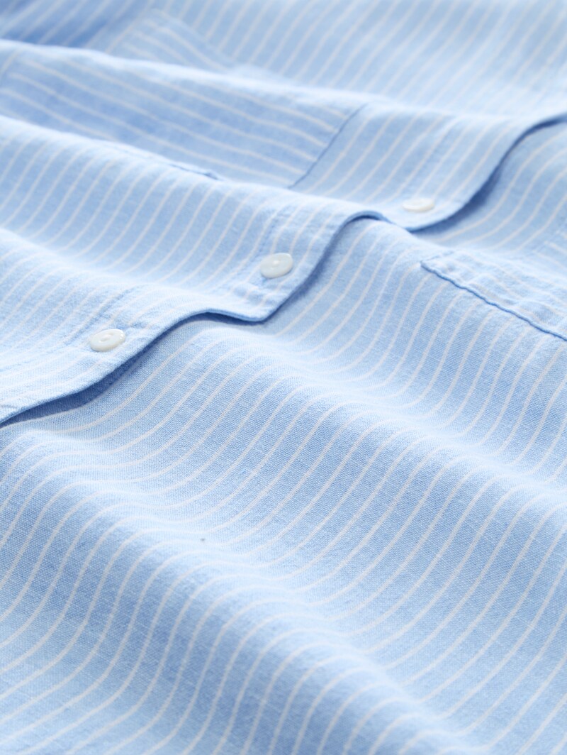 Tom Tailor Hemdbluse mit Leinenanteil - Fjord Blue Irregular Stripe