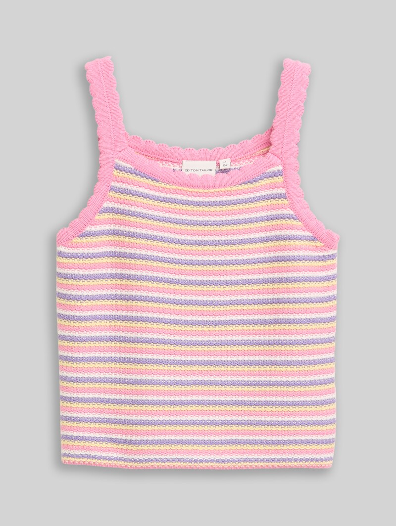 Tom Tailor Top in Häkel-Optik - Multicolor Knitted Stripe