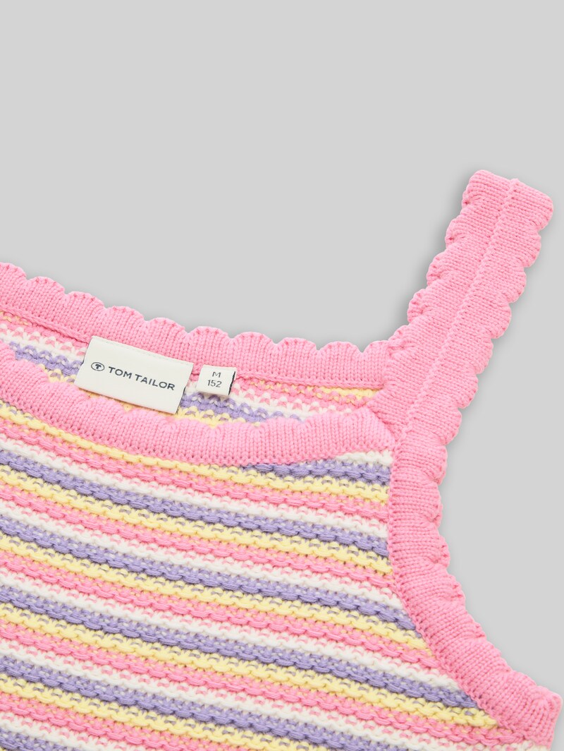 Tom Tailor Top in Häkel-Optik - Multicolor Knitted Stripe