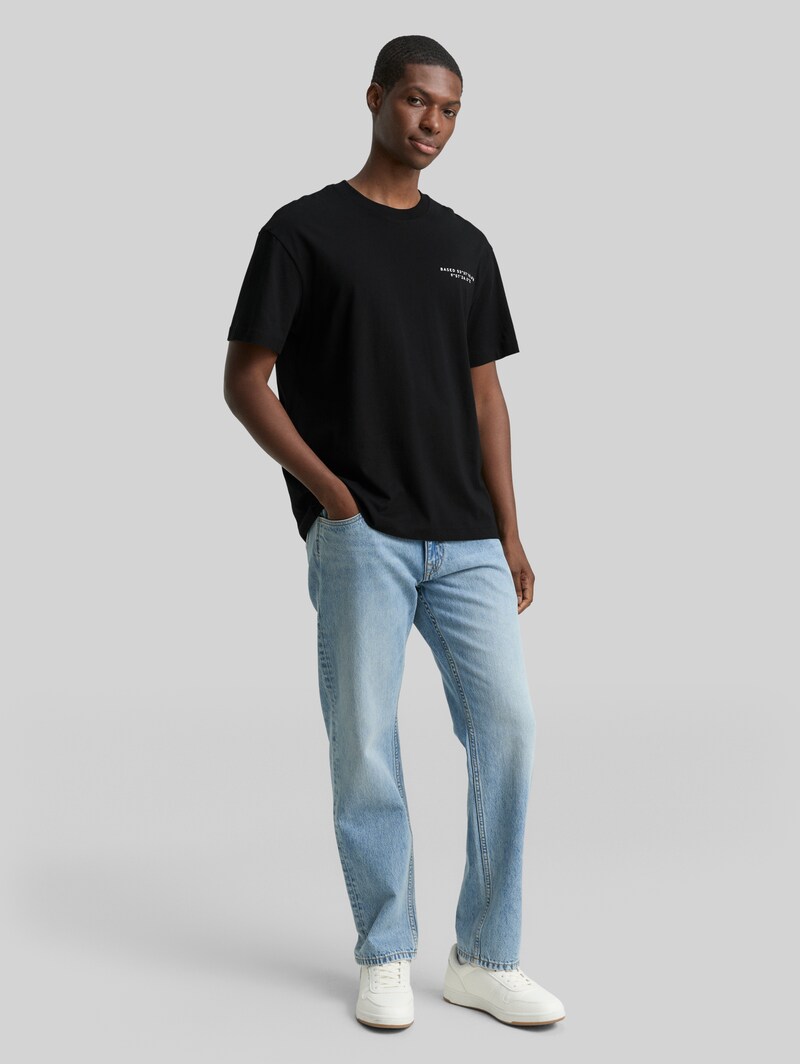 Tom Tailor Relaxed Fit T-Shirt mit Print - Black