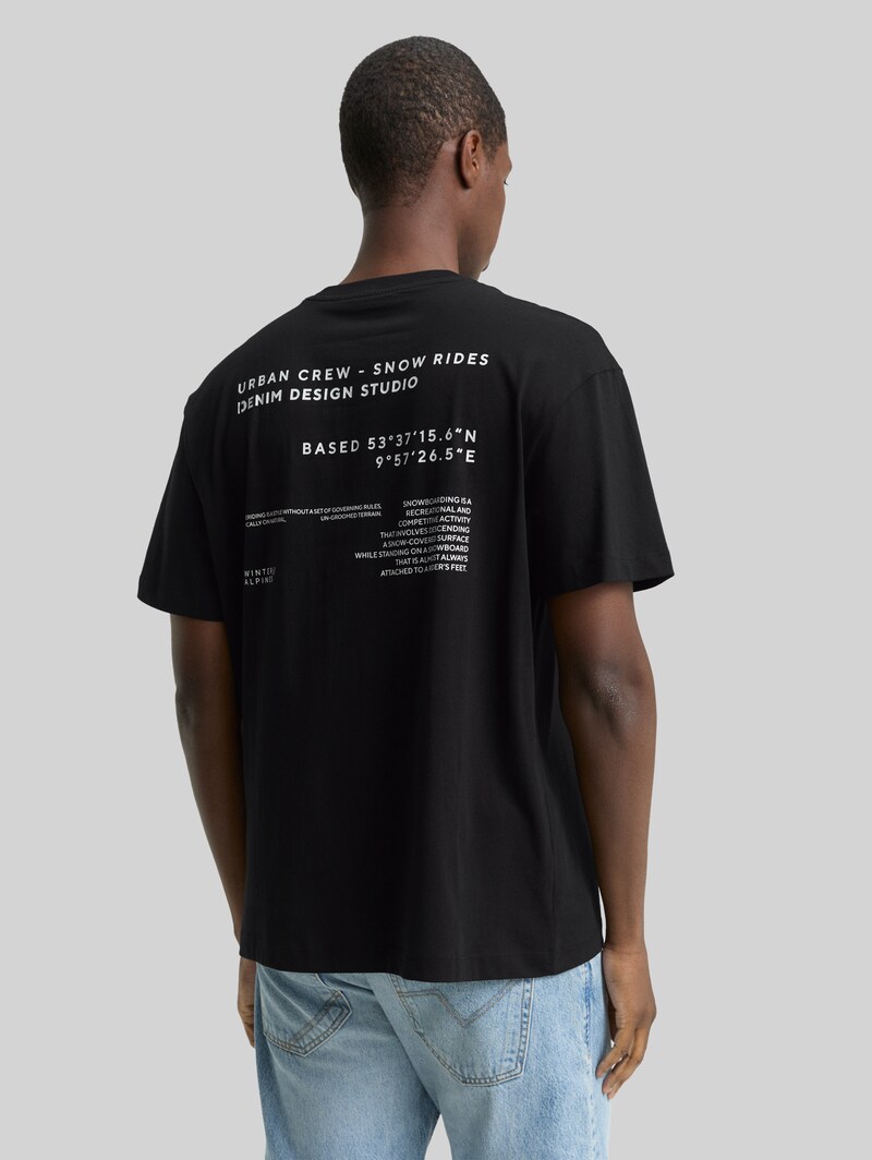Tom Tailor Relaxed Fit T-Shirt mit Print - Black