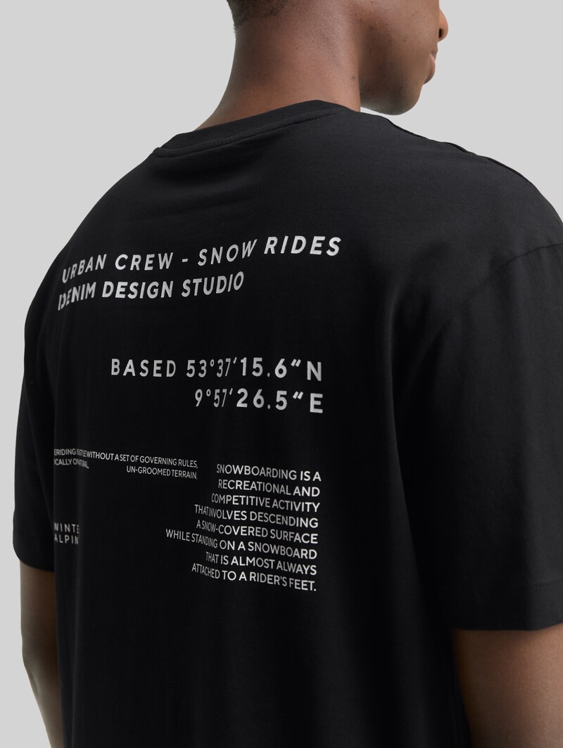 Tom Tailor Relaxed Fit T-Shirt mit Print - Black