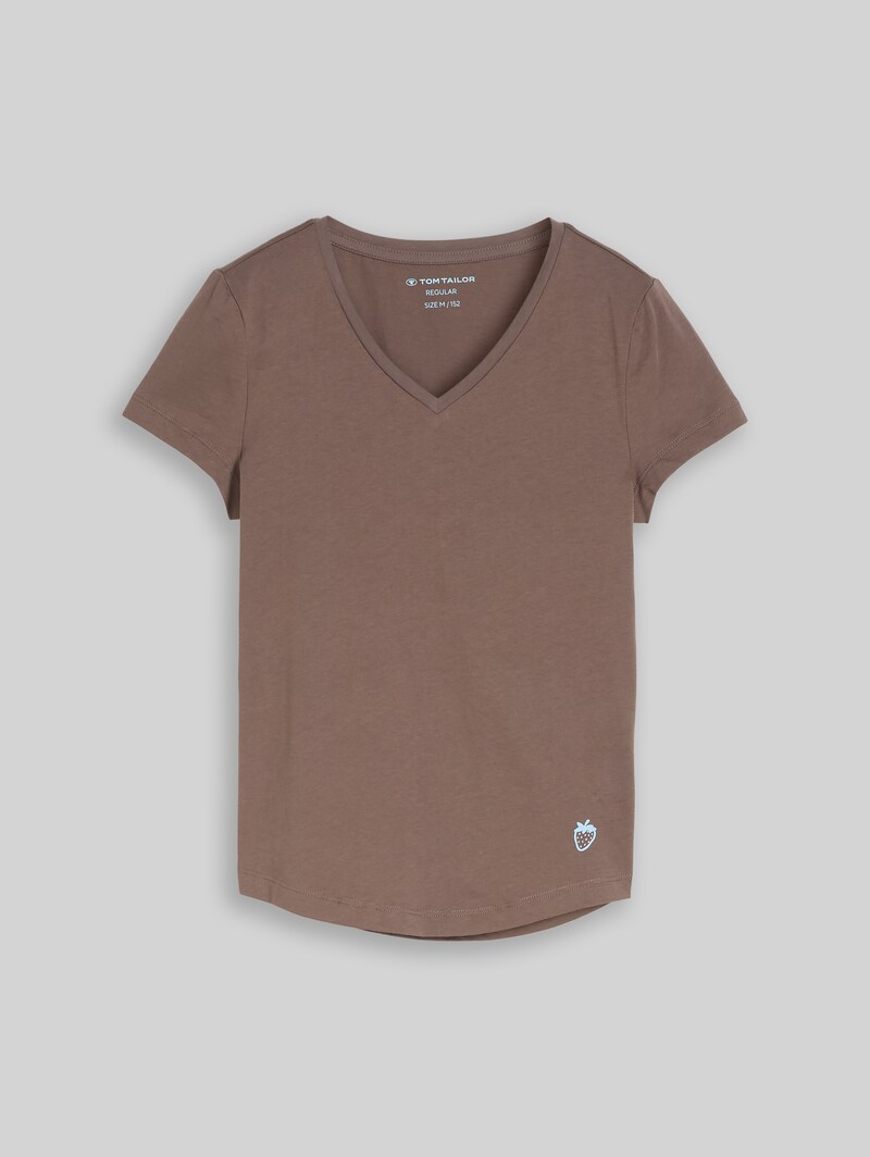 Tom Tailor T-Shirt mit V-Ausschnitt - Rusty Brown