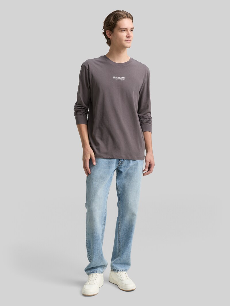 Tom Tailor Langarmshirt mit Logo-Print - Classic Mid Grey