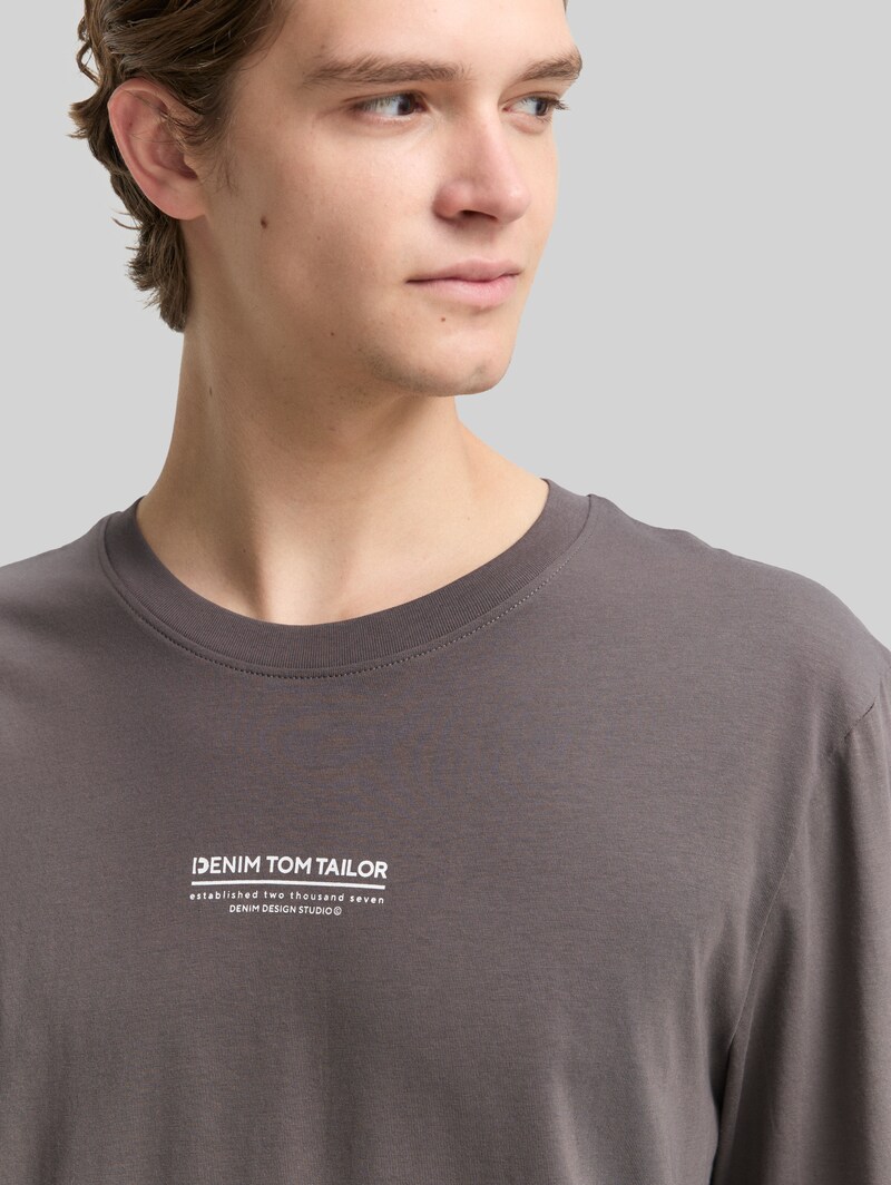 Tom Tailor Langarmshirt mit Logo-Print - Classic Mid Grey