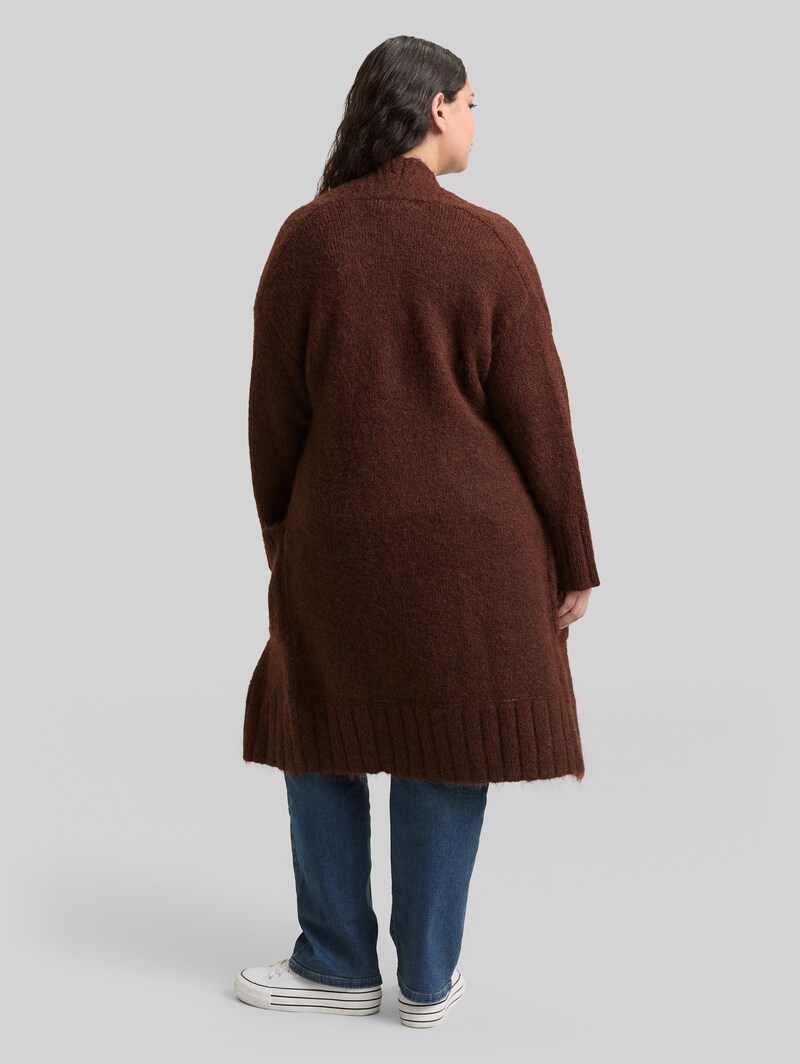 Tom Tailor Plus Size - Oversize Cardigan mit Wollanteil - Dark Pecan Brown Melange