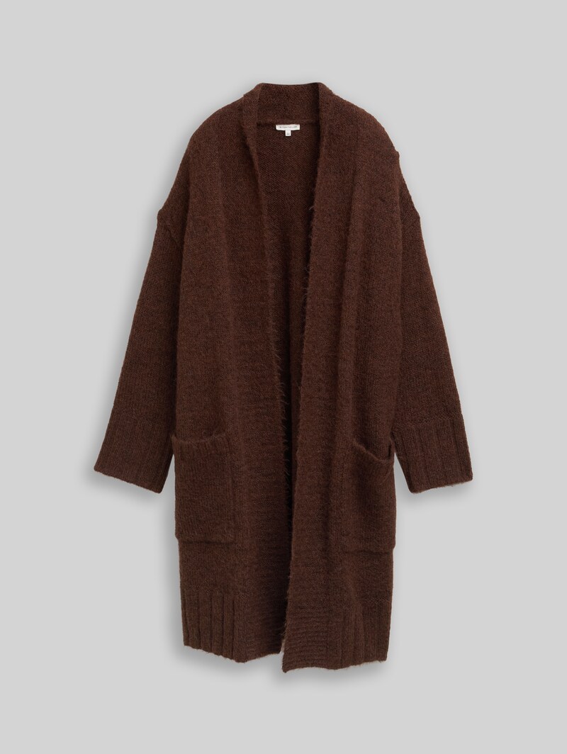 Tom Tailor Plus Size - Oversize Cardigan mit Wollanteil - Dark Pecan Brown Melange