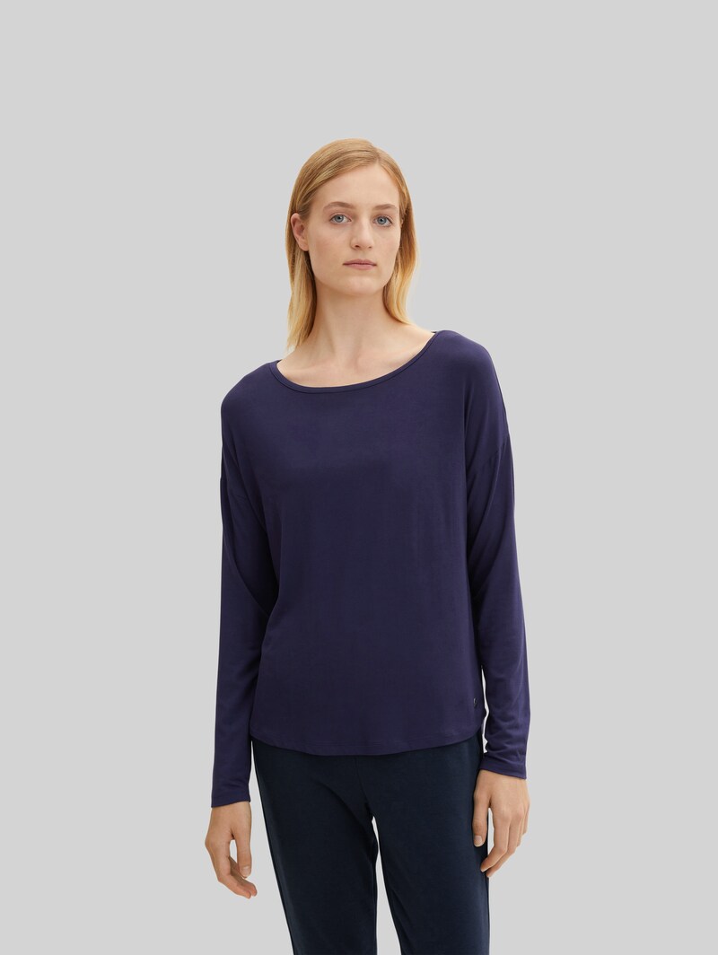 Tom Tailor Pyjama-Langarmshirt - Dark Blue Uni