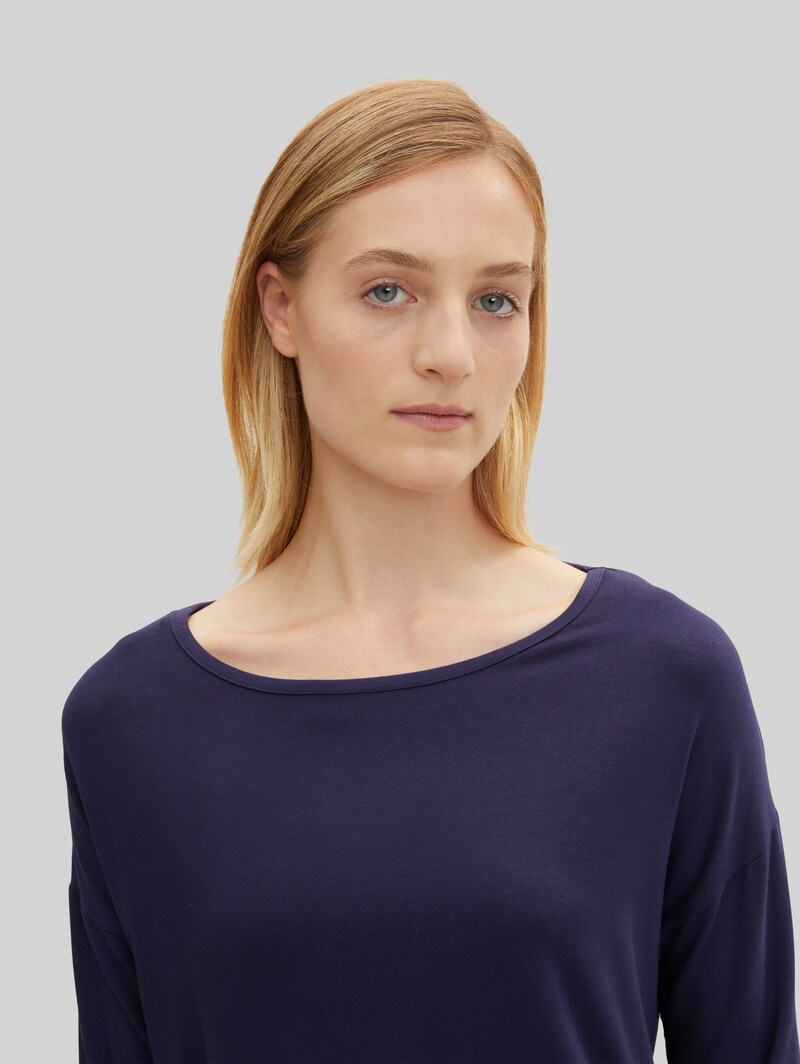 Tom Tailor Pyjama-Langarmshirt - Dark Blue Uni