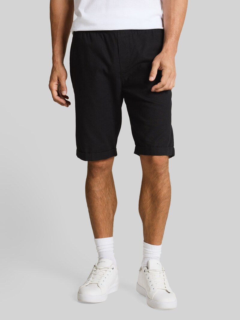 Tom Tailor TTREGULAR Shorts mit Leinenanteil - Black