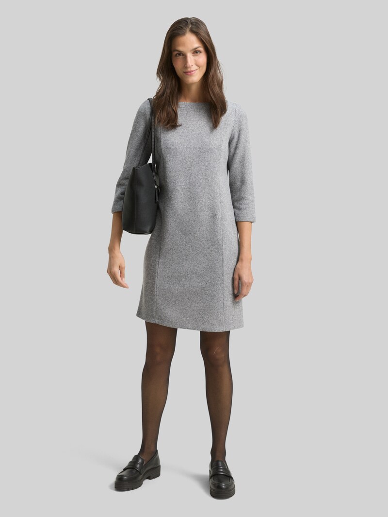 Tom Tailor Cosy Kleid mit 3/4-Arm - Medium Silver Grey Melange