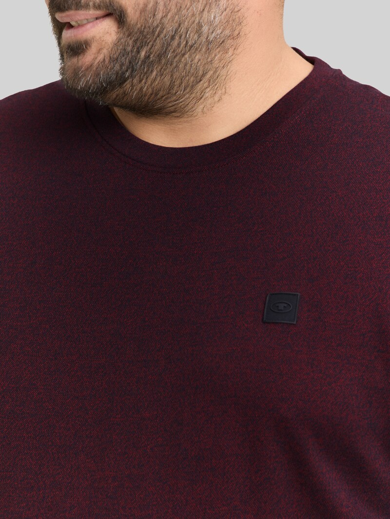 Tom Tailor Plus Size - Langarmshirt mit Logo-Badge - Red Navy Grindle Structure