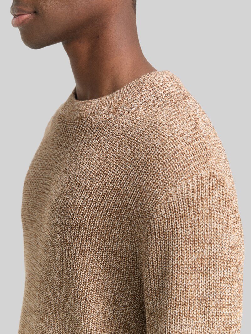Tom Tailor Strickpullover mit Rundhalsausschnitt - Brown Tonal Knit Mouline