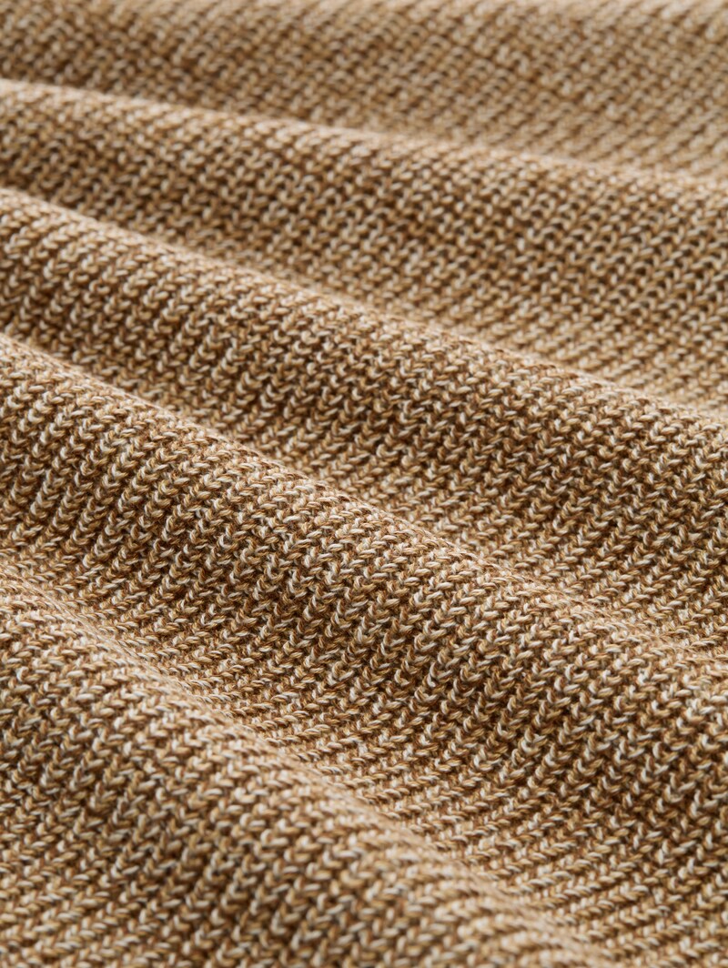 Tom Tailor Strickpullover mit Rundhalsausschnitt - Brown Tonal Knit Mouline