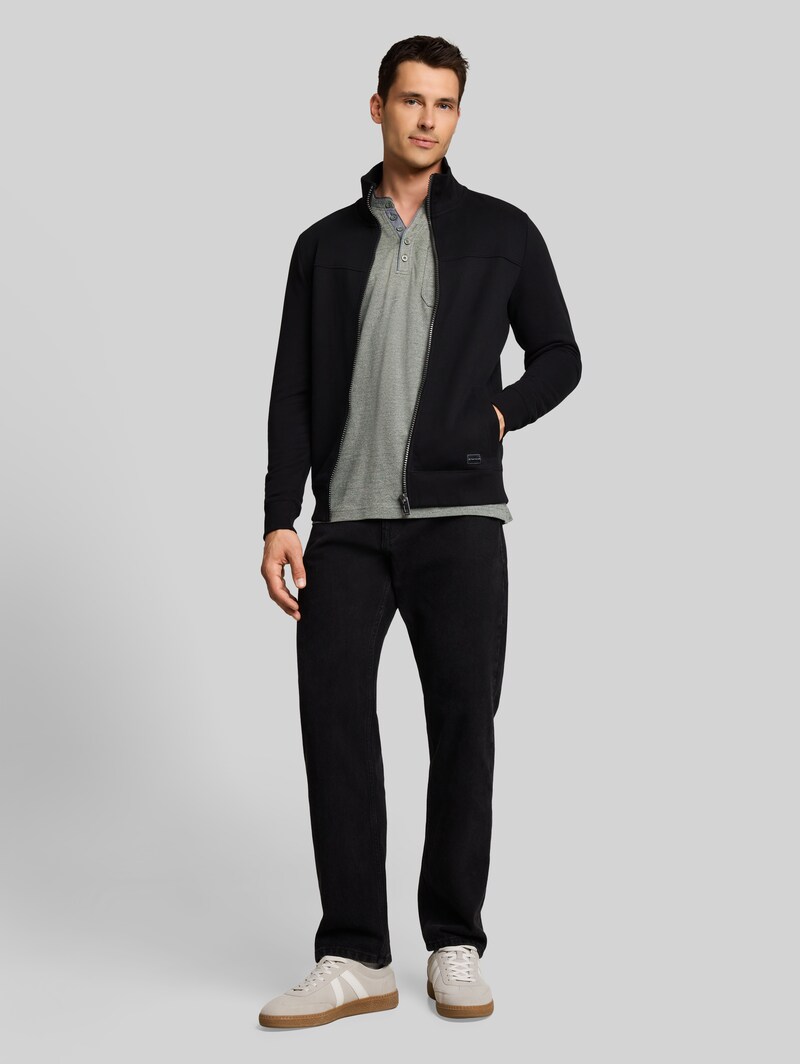 Tom Tailor Serafino Langarmshirt mit Brusttasche - Mint Olive Injected Stripe
