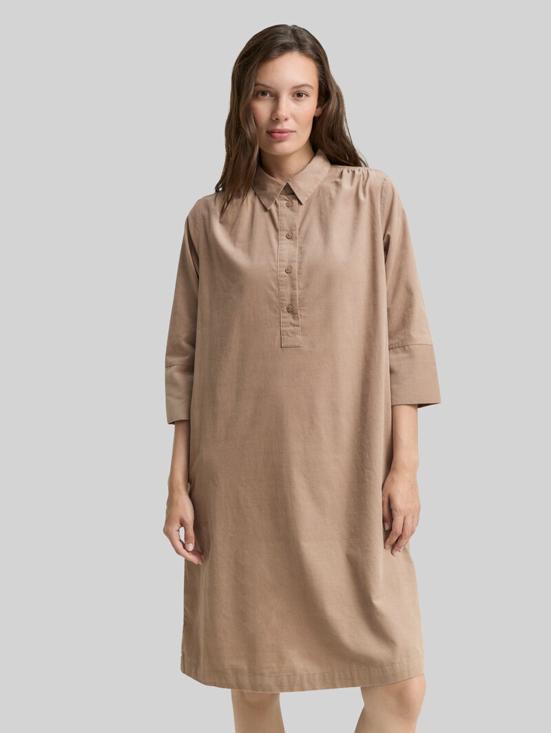 Tom Tailor Cordkleid mit Kragen - Soft Taupe Grey Tom Tailor Cordkleid mit Kragen - Soft Taupe Grey