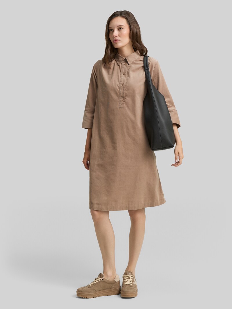 Tom Tailor Cordkleid mit Kragen - Soft Taupe Grey