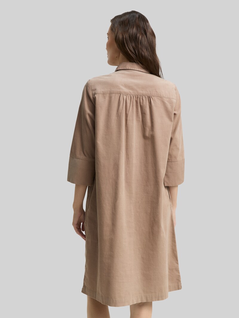 Tom Tailor Cordkleid mit Kragen - Soft Taupe Grey