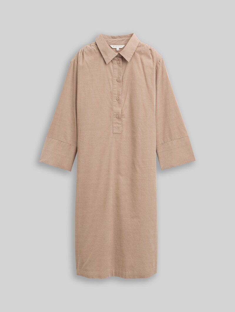 Tom Tailor Cordkleid mit Kragen - Soft Taupe Grey