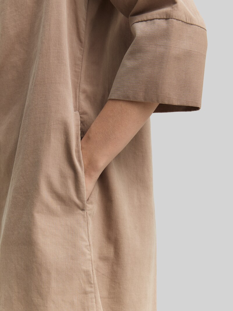 Tom Tailor Cordkleid mit Kragen - Soft Taupe Grey