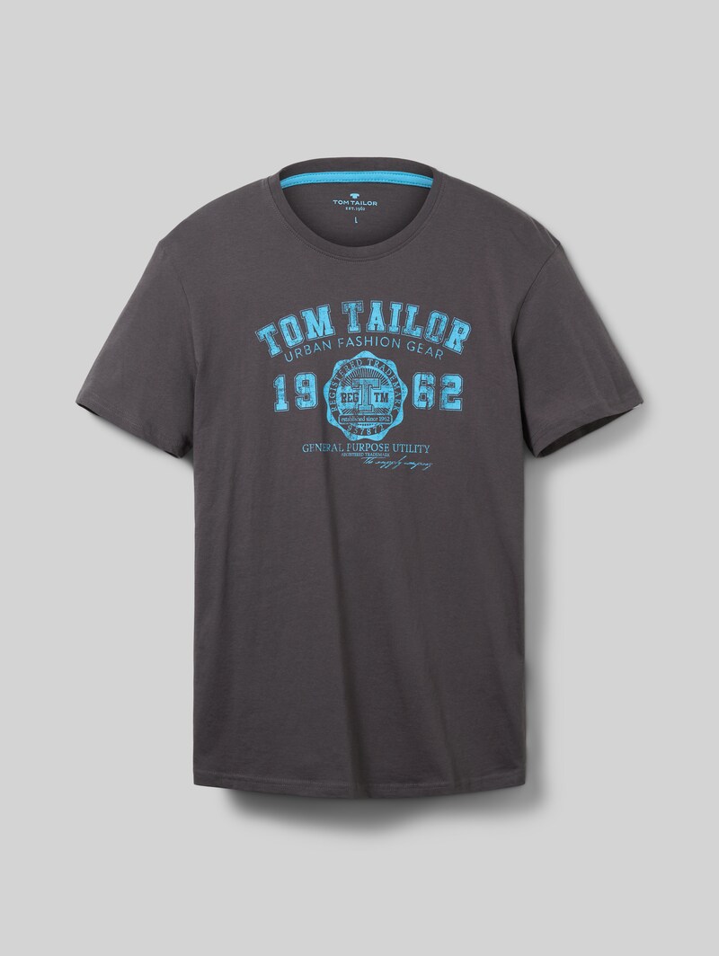 Tom Tailor T-Shirt mit Logo-Print - Tarmac Grey