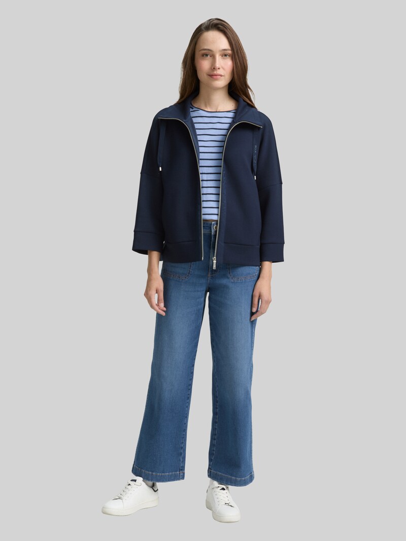 Tom Tailor Boxy Fit Scuba Sweatjacke - Sky Captain Blue