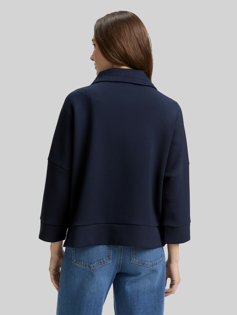 Tom Tailor Boxy Fit Scuba Sweatjacke - Sky Captain Blue