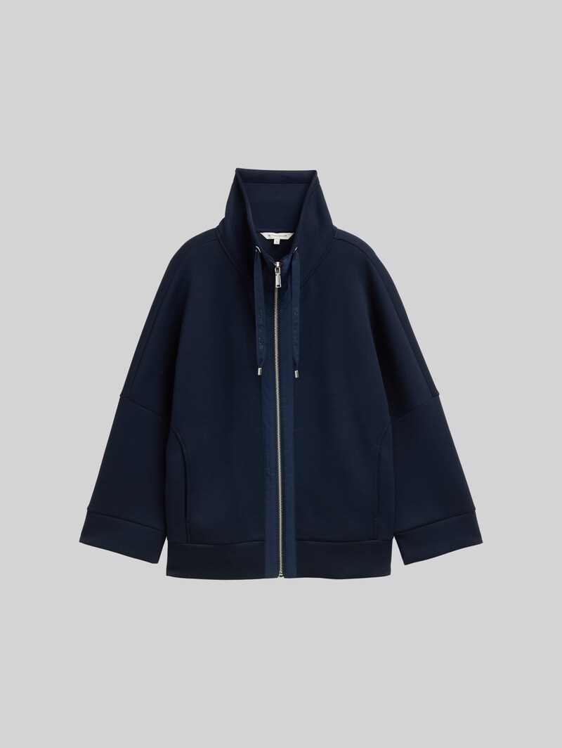 Tom Tailor Boxy Fit Scuba Sweatjacke - Sky Captain Blue