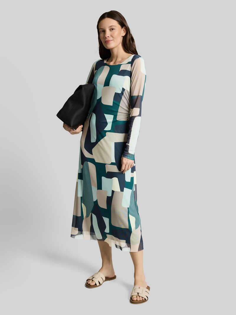 Tom Tailor Mesh Midi-Kleid mit Muster - Abstract Stripe Print