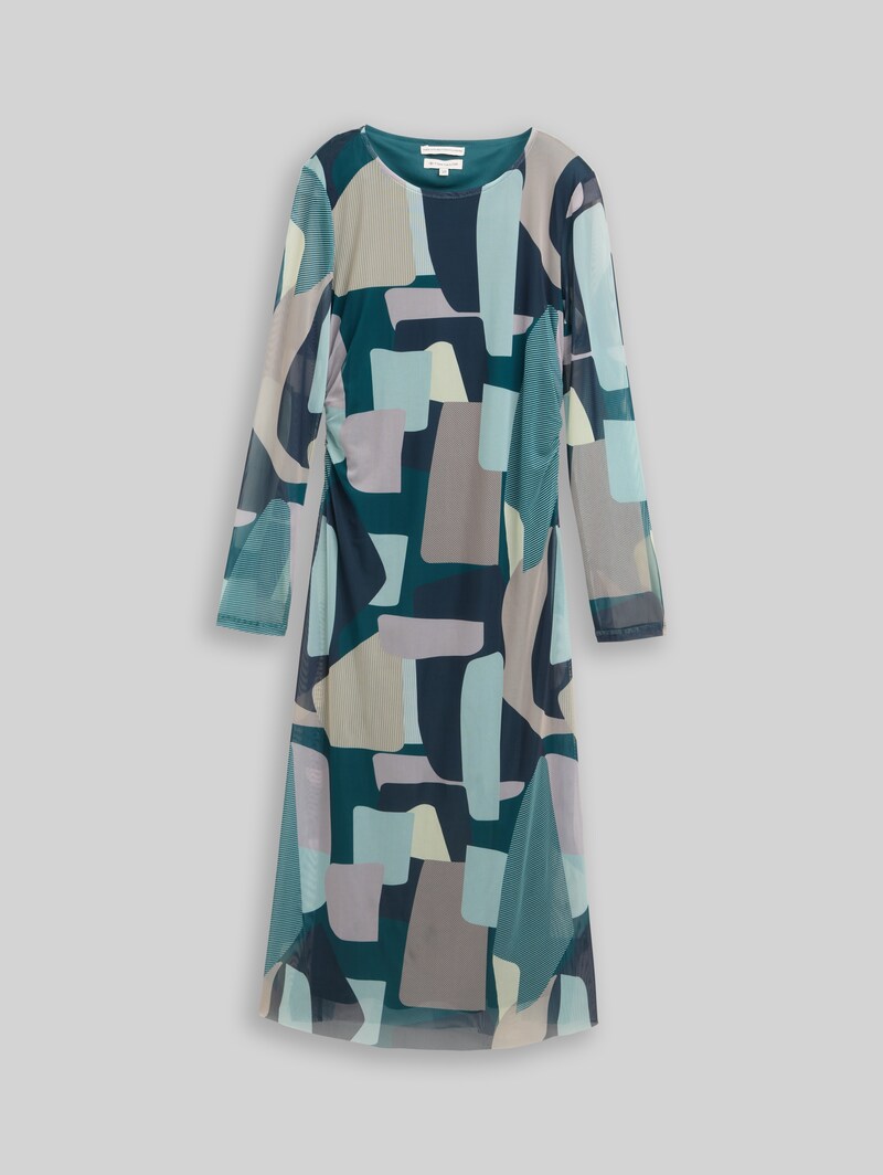 Tom Tailor Mesh Midi-Kleid mit Muster - Abstract Stripe Print