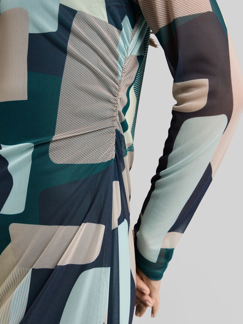 Tom Tailor Mesh Midi-Kleid mit Muster - Abstract Stripe Print
