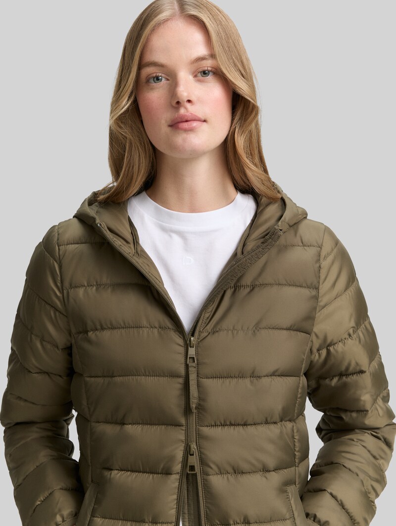 Tom Tailor Lightweight Steppmantel mit Kapuze - Grape Leaf Green
