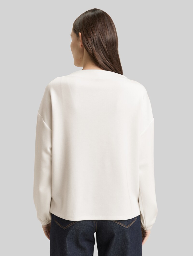 Tom Tailor Scuba Langarmshirt mit 3D-Print - Whisper White