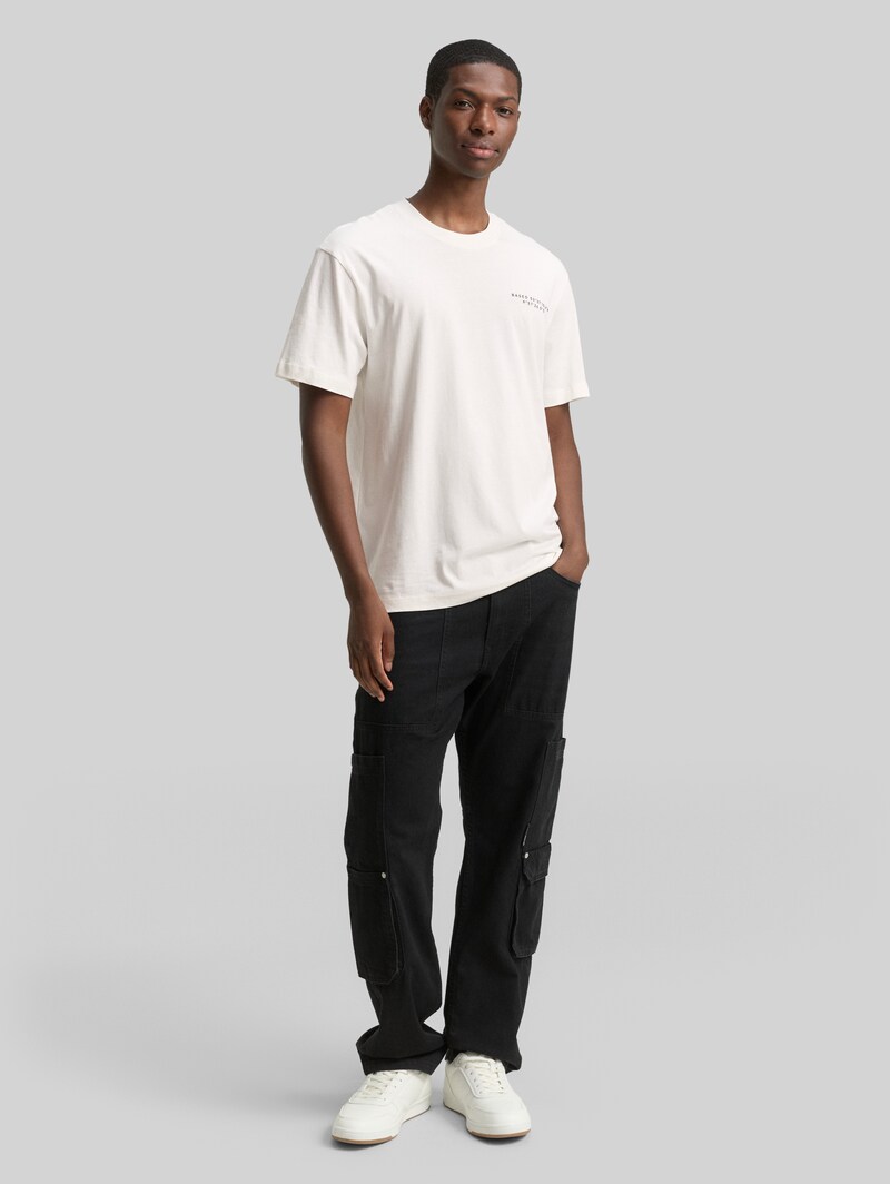 Tom Tailor Relaxed Fit T-Shirt mit Print - Wool White