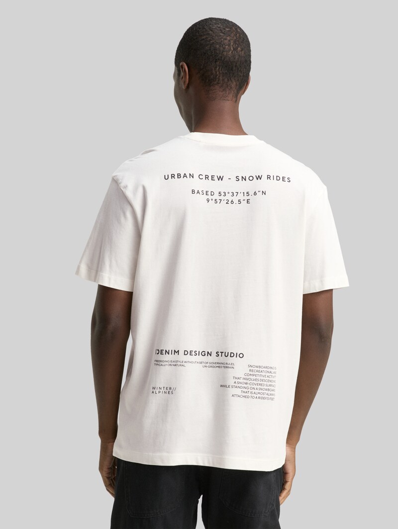 Tom Tailor Relaxed Fit T-Shirt mit Print - Wool White