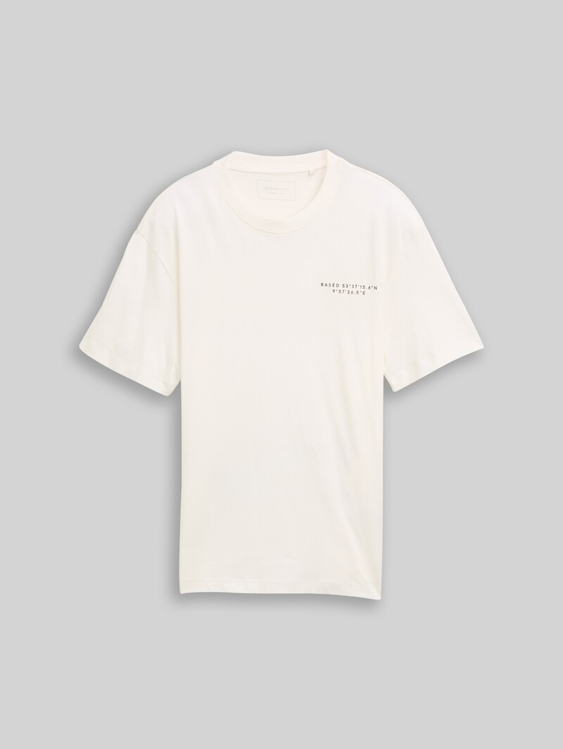 Tom Tailor Relaxed Fit T-Shirt mit Print - Wool White