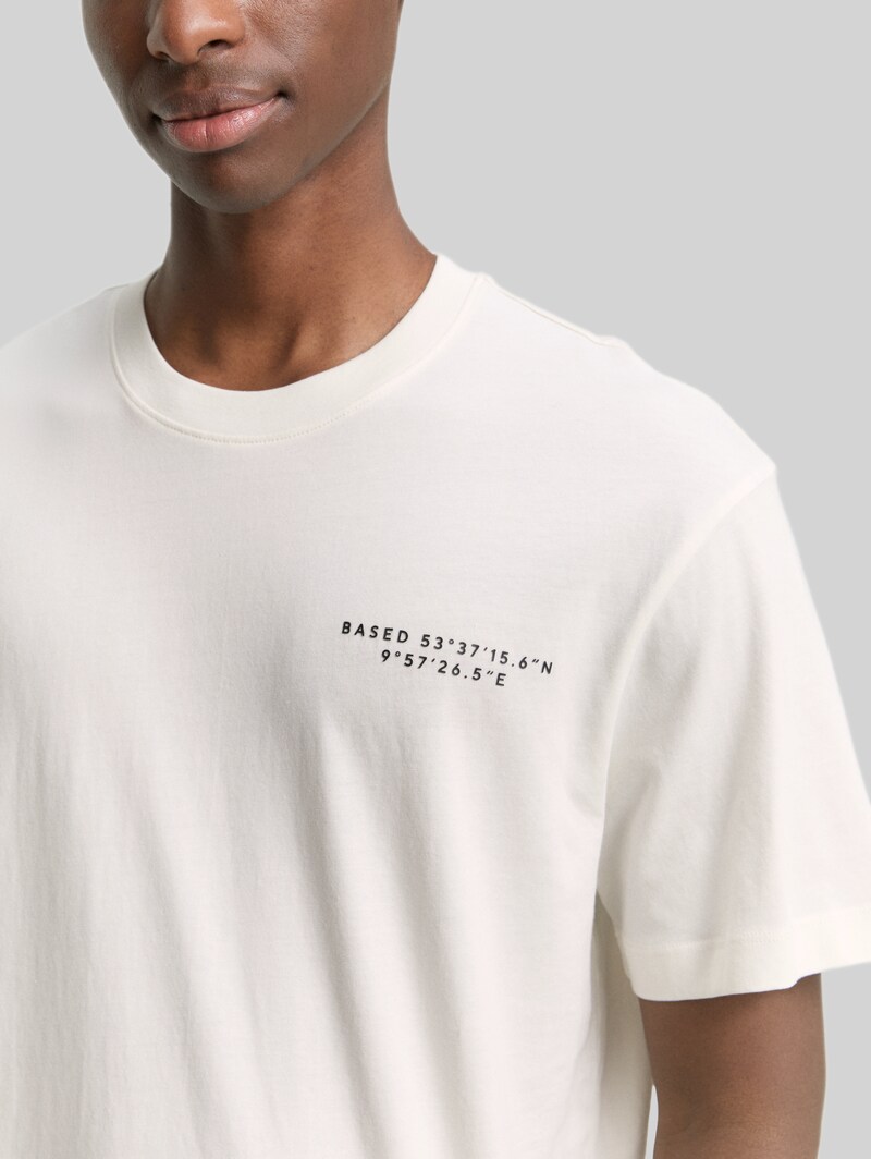 Tom Tailor Relaxed Fit T-Shirt mit Print - Wool White