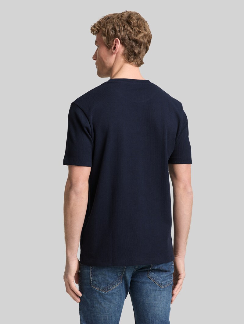 Tom Tailor T-Shirt mit Waffelstruktur - Sky Captain Blue