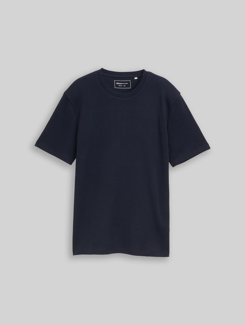 Tom Tailor T-Shirt mit Waffelstruktur - Sky Captain Blue