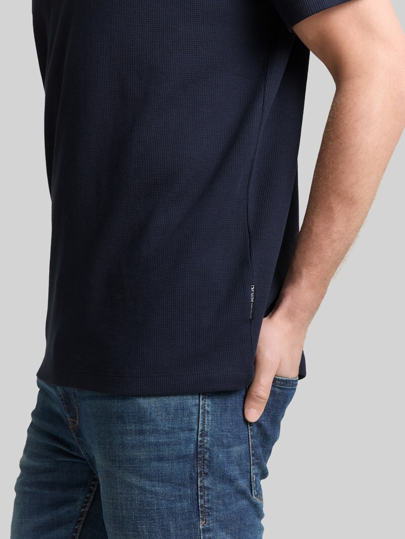 Tom Tailor T-Shirt mit Waffelstruktur - Sky Captain Blue