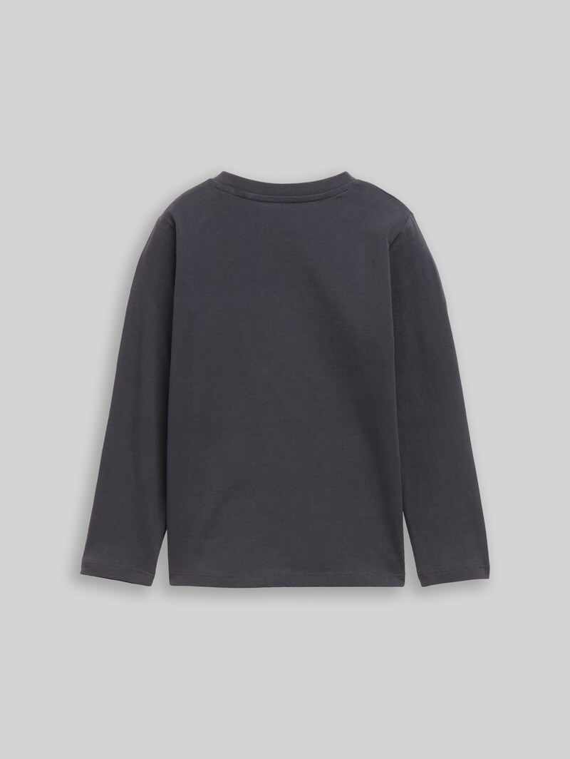 Tom Tailor Langarmshirt mit Biber-Print - Coal Grey Tom Tailor Langarmshirt mit Biber-Print - Coal Grey
