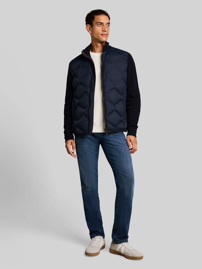 Tom Tailor Hybrid Steppjacke mit Strick-Details - Sky Captain Blue