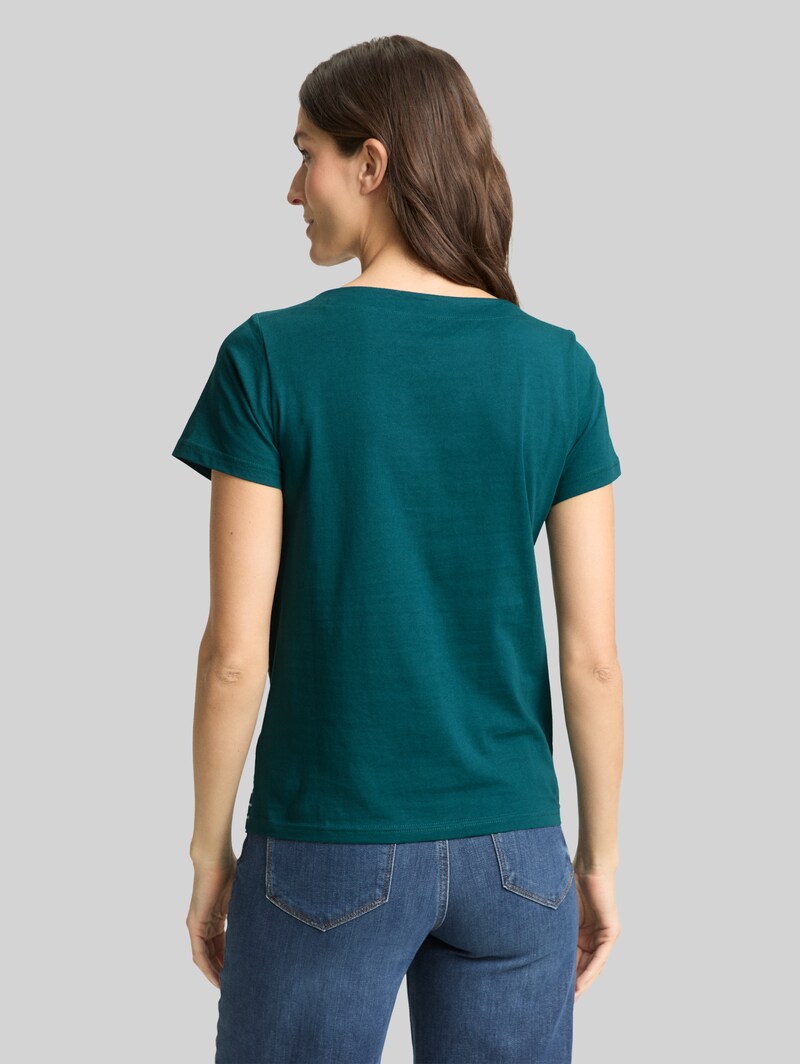 Tom Tailor T-Shirt mit Streifenmuster - Deep Meadow Green