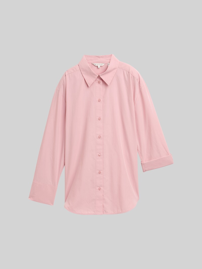 Tom Tailor Loose Fit Popeline Hemdbluse - Morning Pink